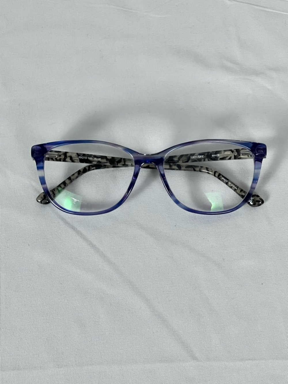 Karen Kane Blue Gradient Cat-Eye Glasses Frame with Patterned Temples